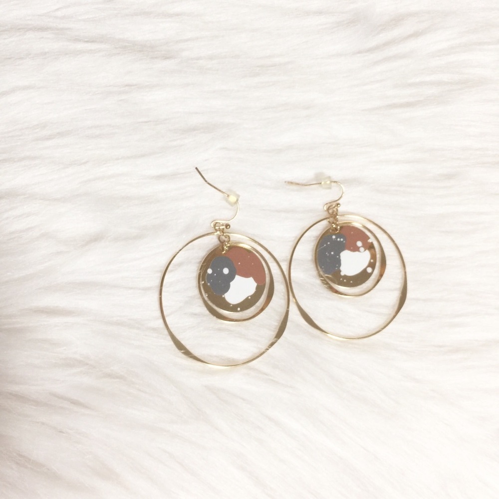 NOIR Gold Layered Multicolored Hoop Earrings
